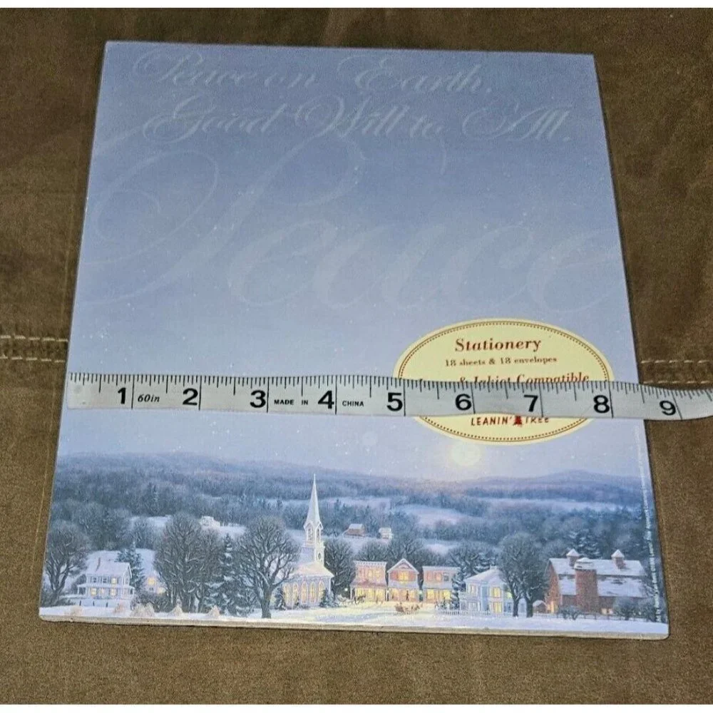 NEW 2 Packs Leanin Tree Stationary Lot Christmas Village 8.5x11 Sheets Envelopes